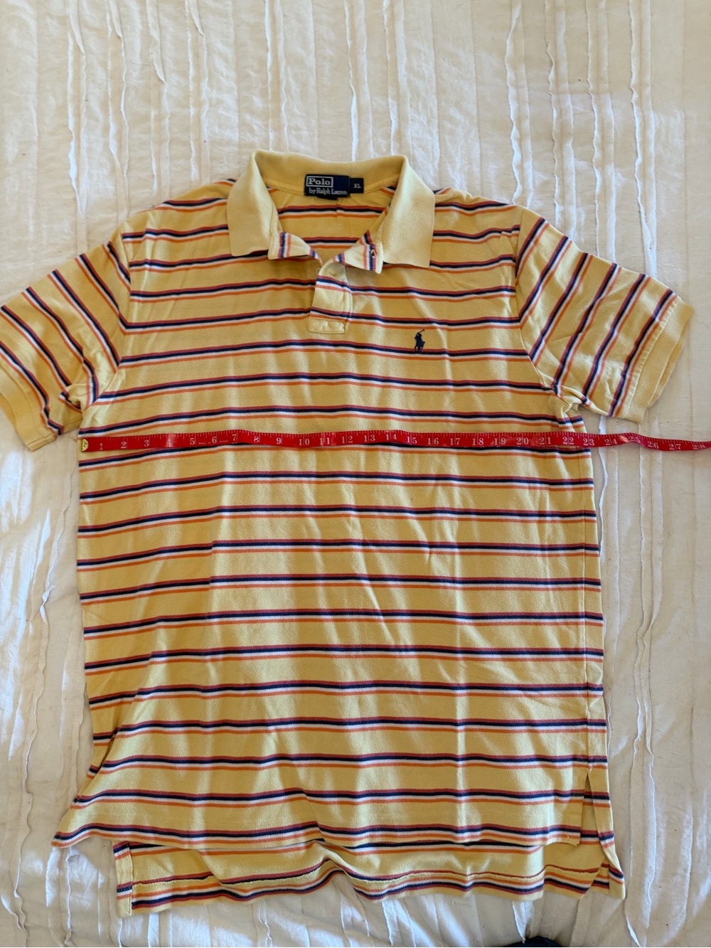 Ralph Lauren Yellow Polo with Navy & Red Stripes
